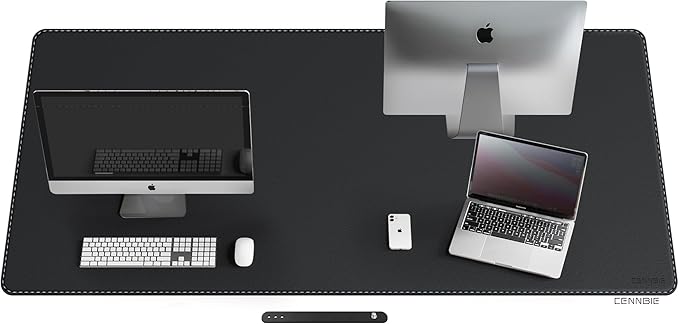CENNBIE Leather Desk Mat Protector, XXXXXL 74.8" x 31.4" Extra Large Leather Office Desk Pad Mat for Full Desk, Computer Desk Mat on top of desks - Oversized Large Mouse Pad (Black)
