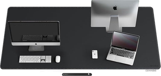 CENNBIE Leather Desk Mat Protector, XXXXXL 74.8" x 31.4" Extra Large Leather Office Desk Pad Mat for Full Desk, Computer Desk Mat on top of desks - Oversized Large Mouse Pad (Black)