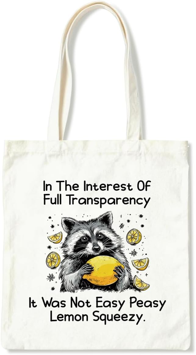 Canvas Tote Bag for Women, Funny Raccoon Shoulder Tote Bags, Casual Canvas Totes to Work Traveling, Christmas Gifts to Friends and Family, Holiday Gift Bags for Wrap Storage