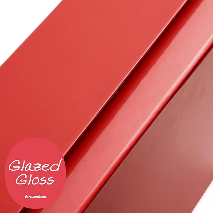 GREEN BEAN Gift Box 13x9.7x3.4 Inches, Large Red Gift Box with Lid for Presents, Magnetic Shirt Gift Boxes for Clothes (Glossy Metallic Red, Dot Design Inside)