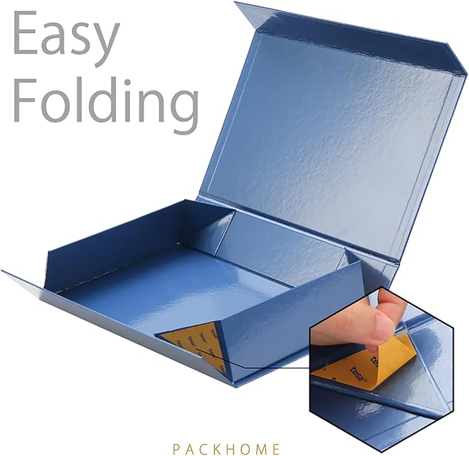 PACKHOME Gift Box 11.5x8x2.5 Inches, Sturdy Shirt Box with Magnetic Lid for Multiple Occasions (Glossy Blue)