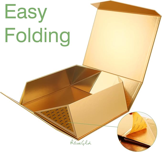 ROSEGLD 5 Extra Large Gift Boxes 20x16x7.2 Inches, Giant Gold Magnetic Gift Boxes with lids for Presents, Bridesmaid Proposal Boxes (Glossy Gold)