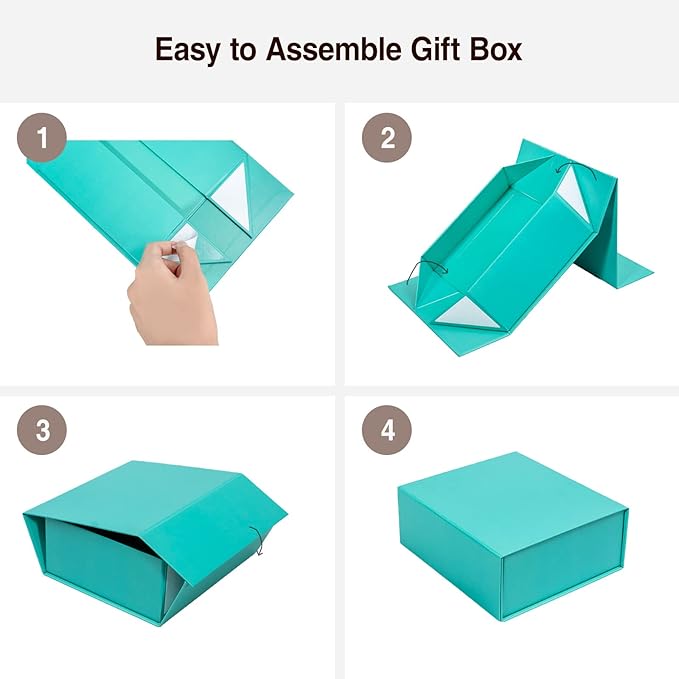 Rsgift Green Gift Box with Lid, 11x7.8x3.5 Inches, Magnetic Closure Small box for Men - Wedding, Birthday, Graduation Packaging