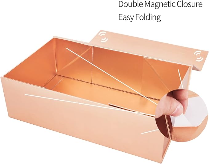 Gift Box 12" x 6" x 4" with Magnetic Closure Lid Gifts Boxe for Presents,Bridesmaid Gifts Boxes,Cute Box,Birthday Gift Boxe,Luxury for Gifts Packaging, Magnetic Gift Boxes for Wrapping Gifts (Rose Gold)