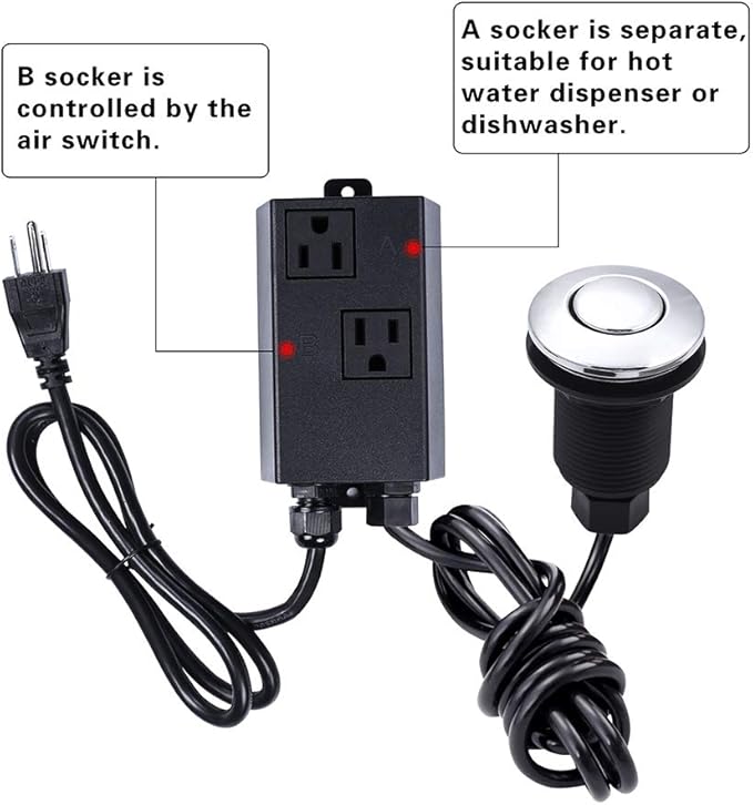 Garbage Disposal Air Switch Kit Dual Outlet Sink Top Waste Disposal Stainless Steel Brushed Nickel On/Off Air Button Food and Waste Disposals Part by Etoolcity