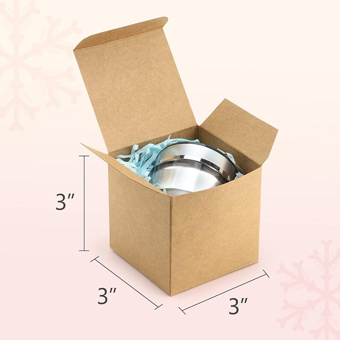 ValBox 3x3x3 Brown Gift Boxes 50pcs - Recycled Paper Cube Boxes with Lids for Gifts, Crafting & Party Favors