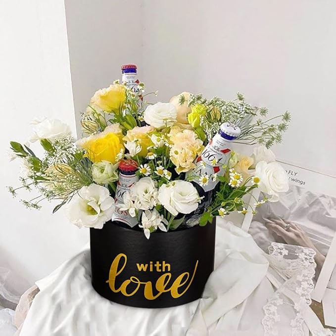 Luxury Round Nested Gift Boxes with Lids (Set of 4) – Reusable Sturdy Cardboard Gift Box Set for Birthdays, Weddings, Anniversaries, Christmas, and Valentine’s Day – Black & Gold