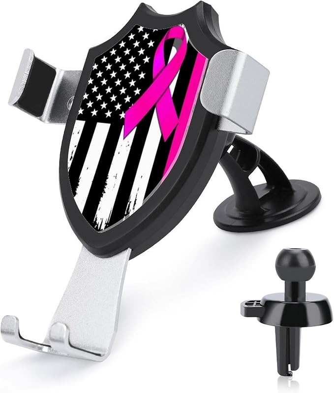 Men's Phone Holders Universal Hands Free Automobile Cell Phone Holder Breast Cancer Awareness Ribbon American Flag Black