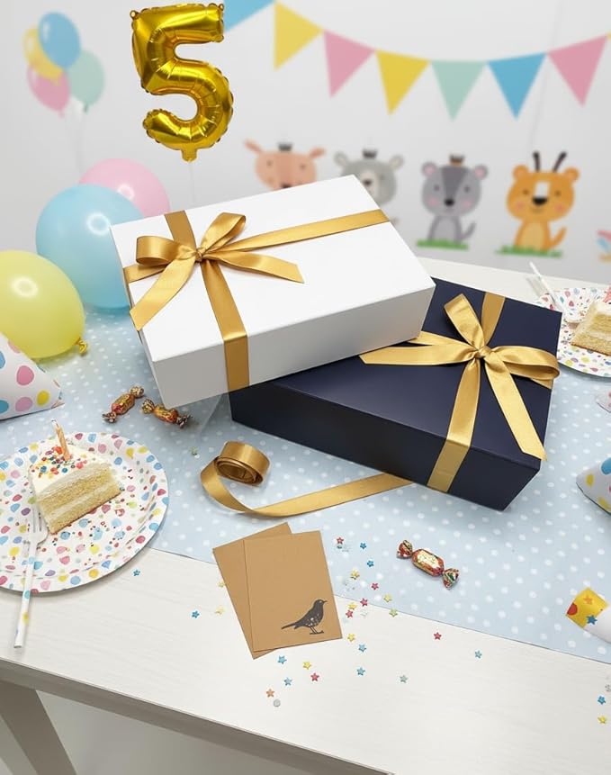 CECOBOX - Gift Boxes with Lids for Presents 11"x7.5"x3" - Matte, Collapsible Magnetic Closure Gift Box - Groomsmen & Bridesmaid Proposal Boxes, Wedding, PR, Birthdays, Holidays (Navy)