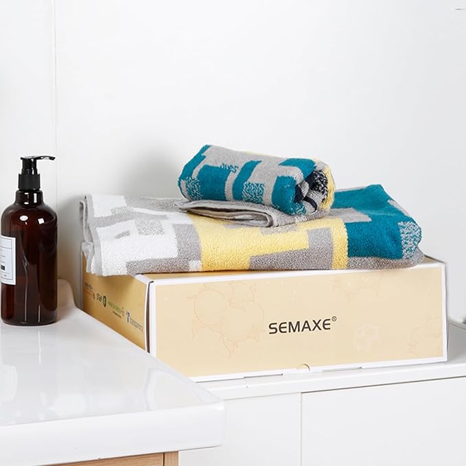 SEMAXE 12-Piece Family Bathroom Towel Set - 100% Cotton, 4 Bath Towels, 4 Hand Towels, 4 Washcloths, Ultra-Soft and Super Absorbent, Lighter Weight