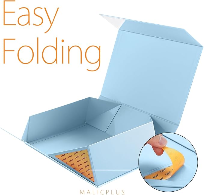 6 Large Gift Boxes with Lids 13.5x9x4.1 Inches, Blue Bridesmaid Proposal Gift Boxes with Magnetic Closure for All Occasion (Glossy Blue)