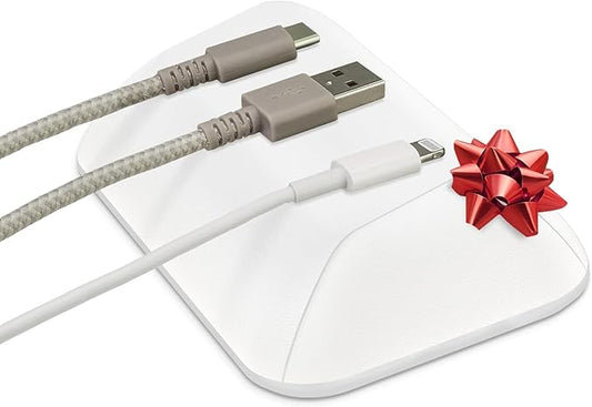 Smartish® Magnetic Cord Holder - Bigger Cable Wrangler Stocking Stuffer Organizer with Magnet Clips for Charger Management on Desktop, Nightstand - Holds 6+ Cables - Snow Day White