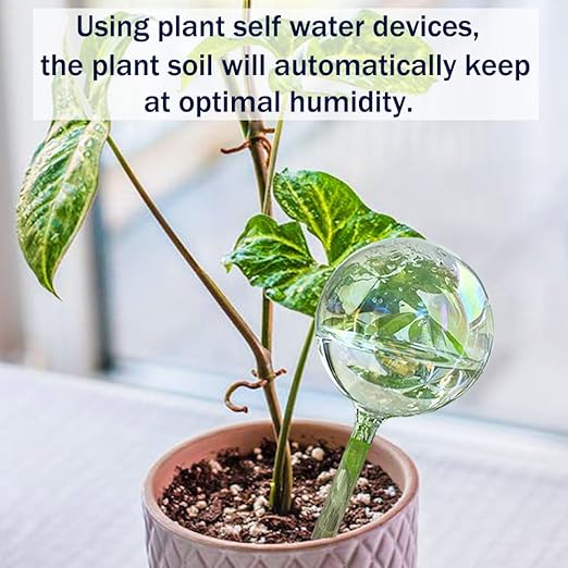 2pcs Glass Plant Watering Globes, Clear Rainbow Color Flower Self-Watering System Spikes, Automatic Plant Waterer Bulbs for Indoor & Outdoor Plants Everyday Use