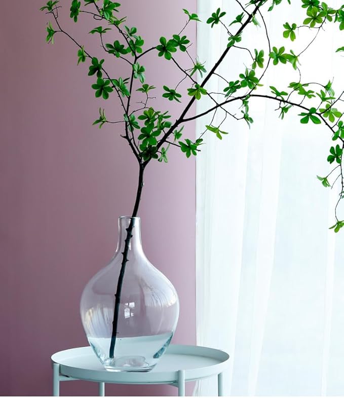 Ryddelighome Clear Glass Vase for Flowers - 12 Inch, Large Round Jar Jug Decor for Table, Glass Vases for Pampas Grass Flowers & Plants, Jarrones Grandes para Sala Elegantes