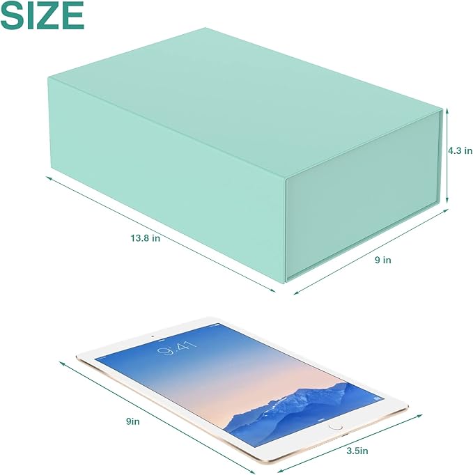 Luxury Large Gift Box 13.8"x9"x4.3" Storage Box Ribbon Magnetic Closure for Luxury Packaging Box for Mother's Day, Birthdays, Bridal Gifts,Weddings