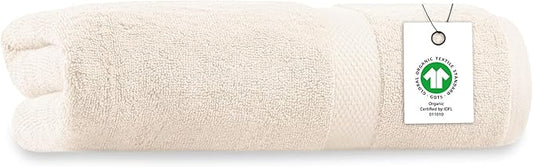 Delara Organic Cotton Luxuriously Plush Bath Towel | GOTS & OEKO-TEX Certified | Premium Hotel Quality Towels | Feather Touch Technology | 650 GSM Long Staple|Soft, Quick Dry & Ultra-Absorbent 30"x58"