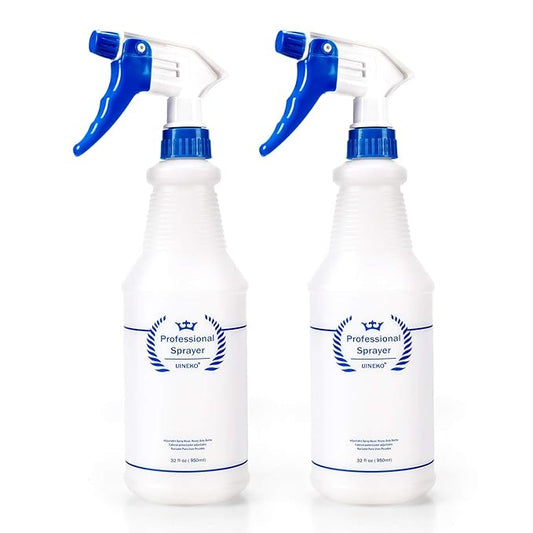 Plastic Spray Bottle 2 Pack, 32 Oz, All-Purpose Heavy Duty Spraying Bottles Leak Proof Mist Empty Water Sprayer for Cleaning Solution, Essential Oils, Hair, Planting with Adjustable Nozzle - Blue