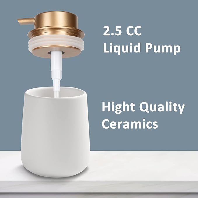 Soap Dispenser Ceramic with Easy-to-Press Pump Hand Lotion Liquid Dispenser for Shampoo Bathroom Kitchen 12 oz