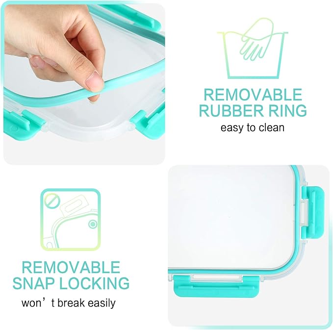 M MCIRCO [5-Pack, 36 oz] Glass Meal Prep Containers 3 Compartment with Lids, Glass Lunch Containers,Food Prep Lunch Box,Bento Box,Microwave, Oven, Freezer, Dishwasher (4.5 Cups, Green)