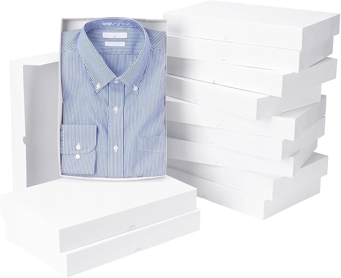 UnicoPak 12 Pack Medium White Cardboard Gift Boxes with Lids for Presents Shirt Boxes, 14.25x9.5x2 Inches