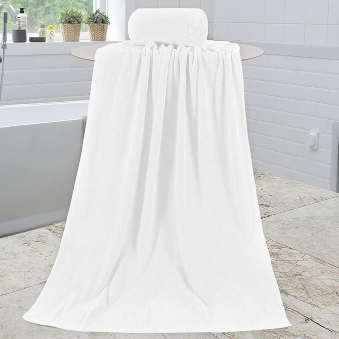 JML Microfiber Bath Towels, Large, Oversized, Soft, Super Absorbent and Fast Drying Bathroom Towel Set for Hair Wrap, Beach, Sport, Fitness, Yoga, 2 Pack, 30" x 60" (White Color)