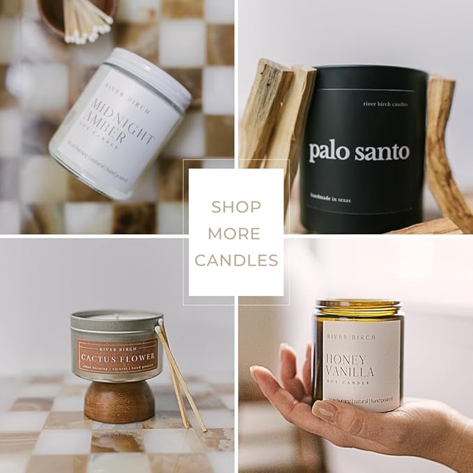 River Birch Candles Lavender + Apricot Scented Candle | Premium, All-Natural, Non-Toxic, Soy Wax, Amber Jar | 8.5oz 40 Hr Burn Time | Cozy Relaxing Gifts for Home