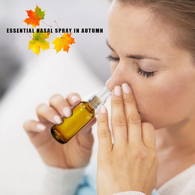 Nasal Spray Bottles 6Pcs1oz (30ml) with 2*Funnel,1*Dropper, 8*Label,Empty Nasal Spray Bottle,Amber Glass Nasal Spray Bottle,Press Spray Head Refillable Portable Fine Mist