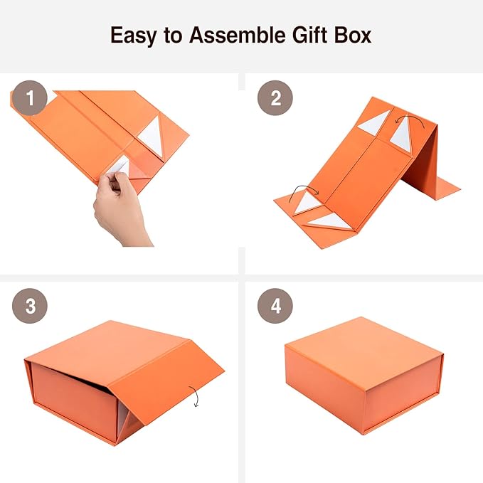 Rsgift Orange Graduation Gift Boxes, 11x7.8x3.5 Inches, with Lids, Perfect for Valentines Day, Birthdays & Presents