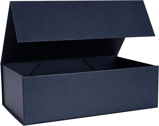 Navy Blue Gift Box with Magnetic Lids 13.8x8.3x4.4 in, Bridesmaid Groomsman Proposal Box, Large Rectangle Storage Box 1 Pack