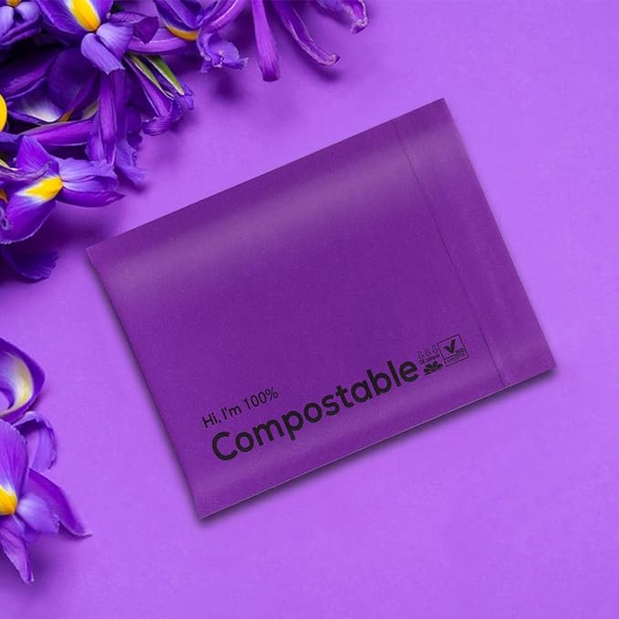 4x8 100% Biodegradable Bubble Mailers,25 Count Kraft Purple #000 Compostable Padded Packaging Wrap Envelopes Pouches Eco Friendly Self Seal Bags