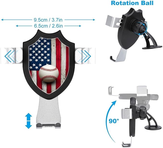 Hands Free Automobile Holder Rustic Wooden American Flag Baseball Sport Phone Holders Phone Stand Cell Phone Car Mount