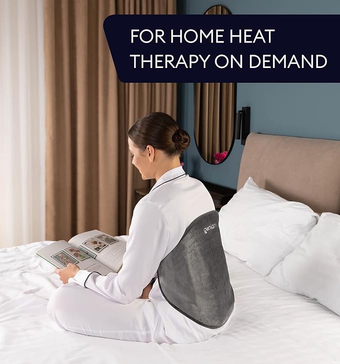 GENIANI Electric Throw - XL Heating Pad for Back and Cramps Relief, 15"x24" Electric Heat Pad with Auto Shut-Off, Adjustable Strap, Soft Fabric, Ideal for Lower Back & Stomach – Gift for Women & Men