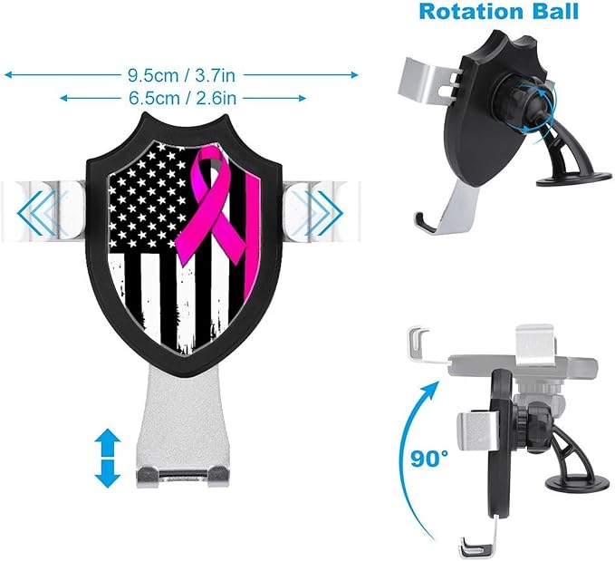 Men's Phone Holders Universal Hands Free Automobile Cell Phone Holder Breast Cancer Awareness Ribbon American Flag Black