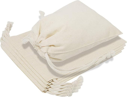 TOPDesign 6-Pack 14” x 17” Reusable Produce Bags, Muslin Bags with Drawstrings for Shopping & Storage, 100% Natural Cotton Bags, Washable, Biodegradable, Food Safe