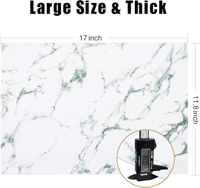 Homaxy Faux Leather Heat Resistant Placemats for Dining Table Set of 4, Waterproof Wipeable Washable PU Table Mats, Easy to Clean Anti-Slip Place Mats, 11.8" x 17", Marble