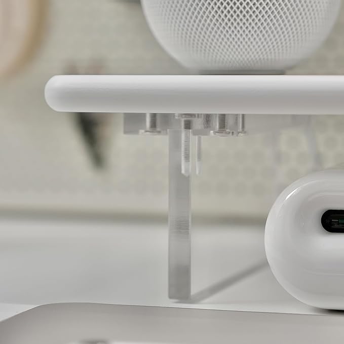 Bamboo Monitor Stand Riser with RGB Lights,31.5 Inches Desktop Shelf with Acrylic Legs Supports for Desk, PC Computer Monitor, Laptops, Printer, Speakers (White)