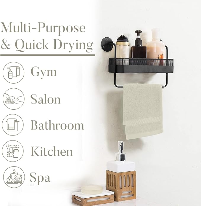 DAN RIVER 12-Pack Premium 100% Cotton Ivory Face Towels – Reusable Face Towel Set, Soft & Absorbent Washcloths for Bathroom & Body – Hand and Face Towels, 550 GSM (12x12 in)