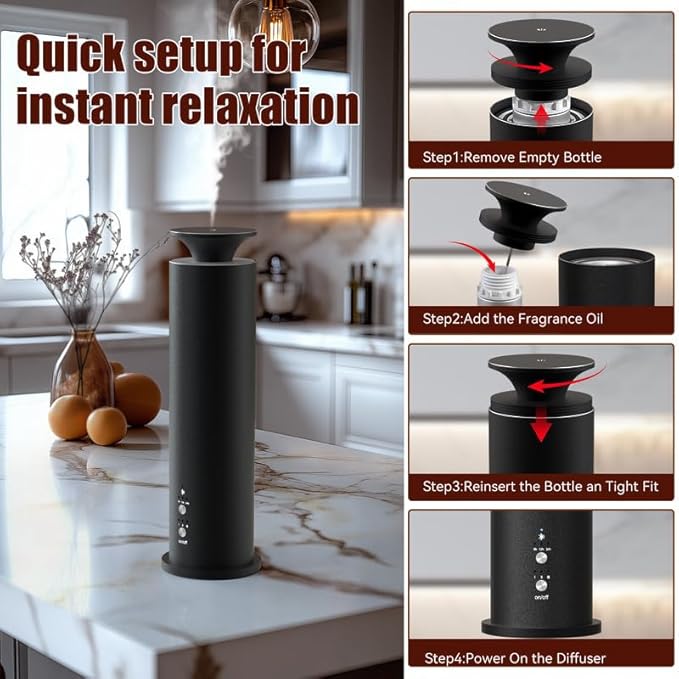 Waterless Diffuser Machine Scent Air Machine Covers 1800 Sq Ft for Home Diffusers Essential Oil Diffusers Studio Scent Diffuser Large Room Fragrance App Remote Control Capacity 3.5 Oz Black Knight