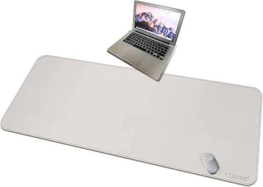 CENNBIE 59" x 27.5" 4XL Super Large Desk Mat - Mega Size Premium Vegan Leather Desk Pad - Ultra Ergocomfort Technology (Cream)