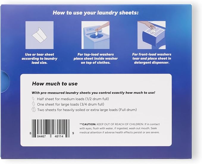 Laundry Detergent Sheets - Travel Size Laundry Sheets for Easy Use - Ocean Breeze Scented, Non toxic, Machine Friendly - Up to 60 Loads - 1 Pack