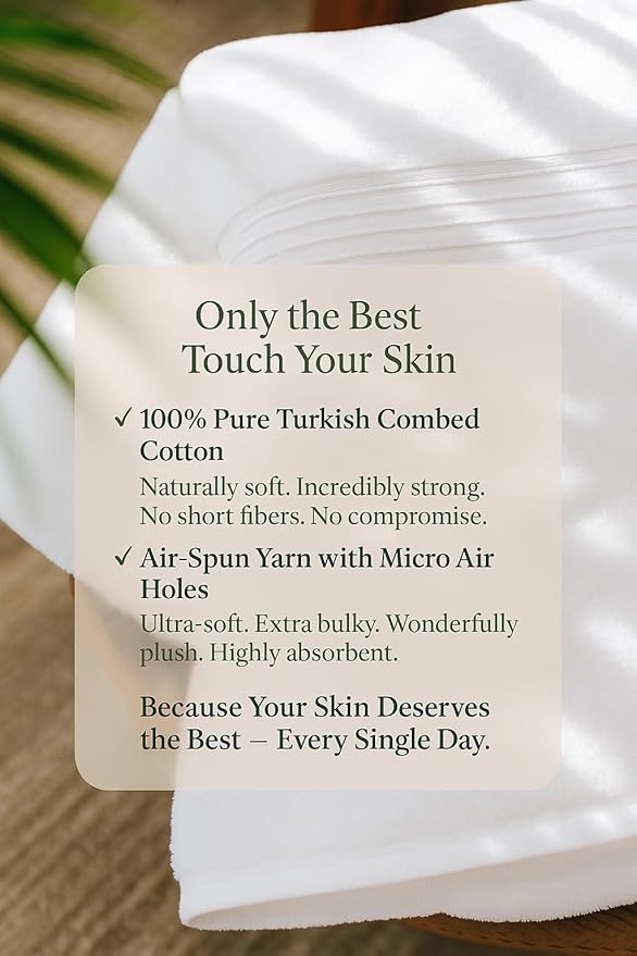 Milara Turkish Super-Plush Bath Towels Set 2-Piece | Premium Cotton Bath Towel Set Absorbent, Durable with Hanging Loops | White Color Turkish Bath Towels, (27 x 54 Inches)