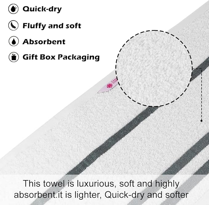 CASA COPENHAGEN Exotic Designed in Denmark 525 GSM Hotel & Spa Kitchen & Bath Set of 6 Egyptian Cotton Towels - 2 Bath Towels, 2 Hand Towels, 2 Washcloths - White