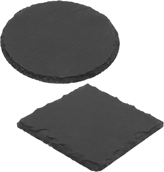60 Pack 4 Inch Slate Coasters,Coaster for Drinks, Black Stone Coasters with Anti-Scratch Bottom, Ideal for Home Decor, Bar, Housewarming Gifts, and Laser Engraving KUKLIPJIM