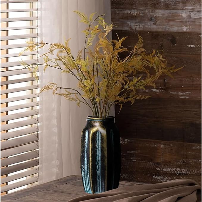 Bronze Retro Vase, 8.7 Inches Elegant Vintage Glass Antique Vase, Rustic European Unique Chic Style for Tabletop, Kitchen, Office, Living Room Decoration