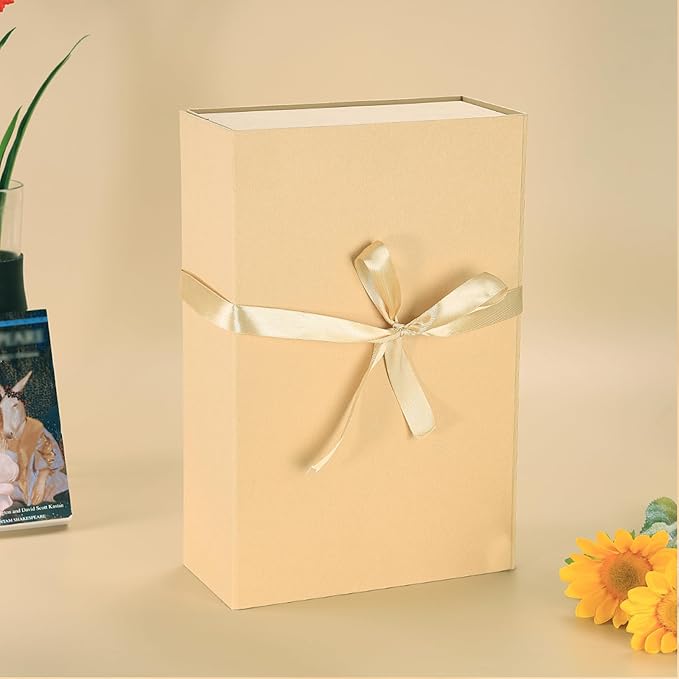 RayofSun Brown Gift Boxes with Magnetic Lids for Presents,13.7x9x4.3 inch Large Rectangle Collapsible Decorative Boxes, Bridesmaid Groomsman Proposal Box for Wedding,Christmas,Birthday(3PCS)