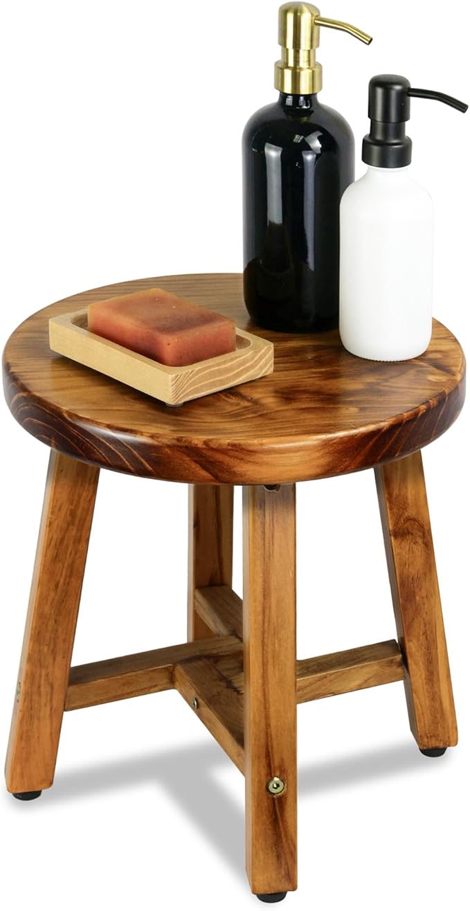 ENKEZI Shower Foot Rest 12 in - Shower Stool for Shaving Legs, Small Corner Bathroom Bench Suitable for Small Shower Spaces - Bath Seat, Spa Foot Rest Shaving Stool