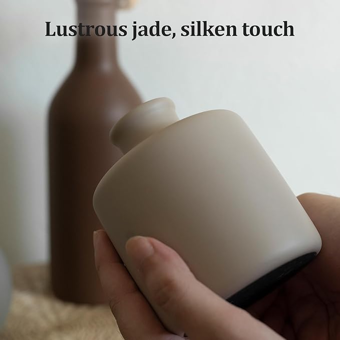 Fake Flowers in Vase for Centerpieces, Faux Flowers in Modern Ceramic Vase Set of 3 with 8 Artificial Autumn Chrysanthemums Artificial Decorative Swags