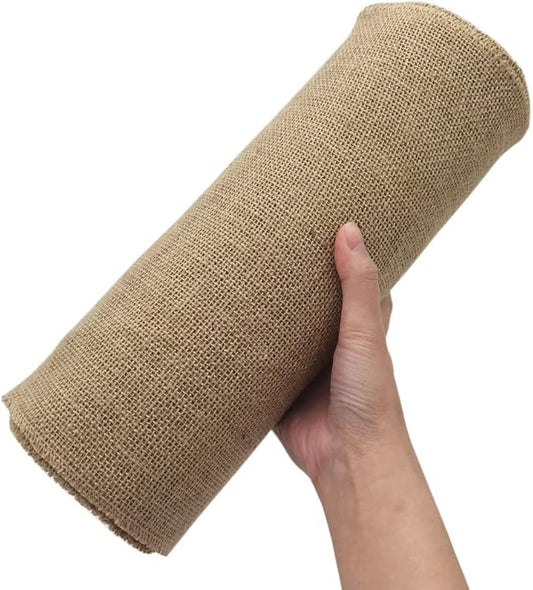 INSPIRELLE 12" Natural Burlap Fabric Roll 10 Yards Jute Ribbon for Gift Wrapping Craft Projects Wedding Decoration Home Decoration 30CM