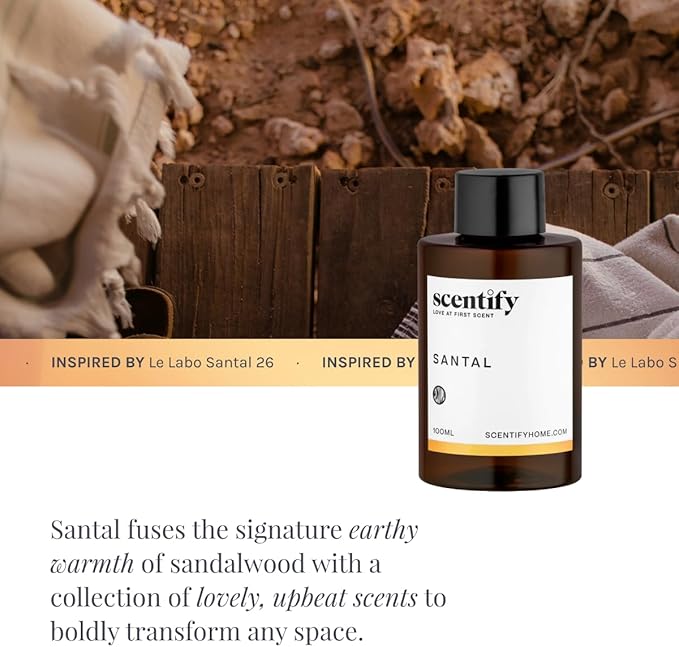 Scentify Santal Aroma Oil Refill Scent for Oil Diffusers - Iris, Amber, Sandalwood, Cedar Scents - Luxurious Relaxing Aromatherapy Diffuser Fragrance 470ml, 16 oz
