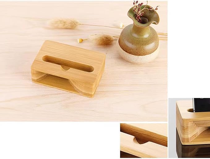 Wooden Phone Holder Speaker - Stylish Desktop Mobile Stand, Wooden Phone Holder for, Hands-Free Viewing Comfort, Easy to Use Foldable Design, Phones Accessory Tool, Audio Amplifier Accessory